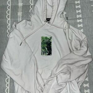 Diesel 5:55 White Hoodie with Vibrant Green Design